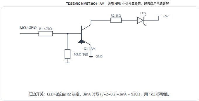 TDSEMIC MMBT3904(絲印 1AM)通用NPN小信號三極管引腳、電路與PCB佈局圖集