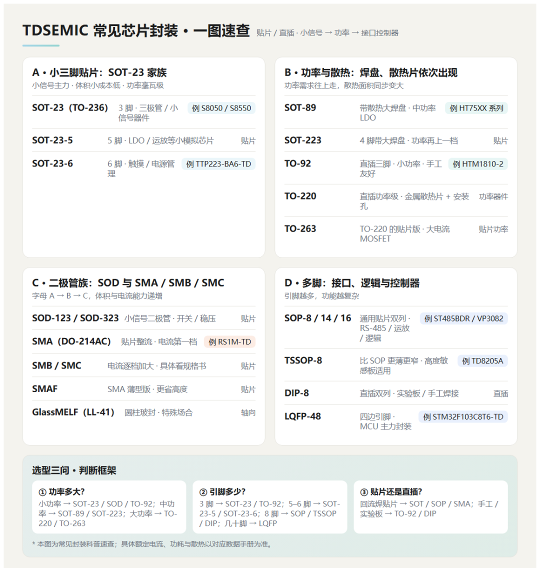 日常乾貨分享：TDSEMIC 常見芯片封裝類型，一次看懂！