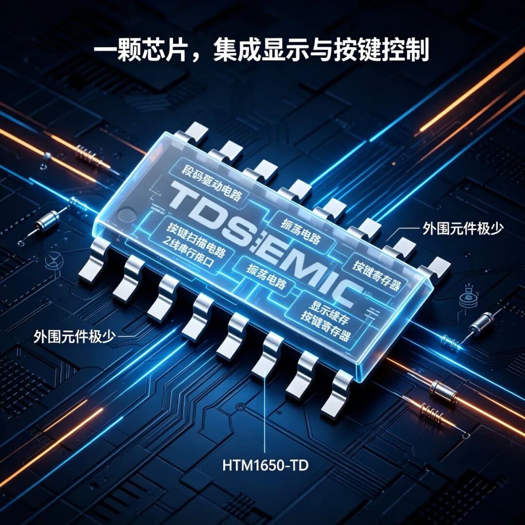 TDSEMIC 一HTM1650-TD SOP-16 如何同時管好數碼管顯示和按鍵輸入？